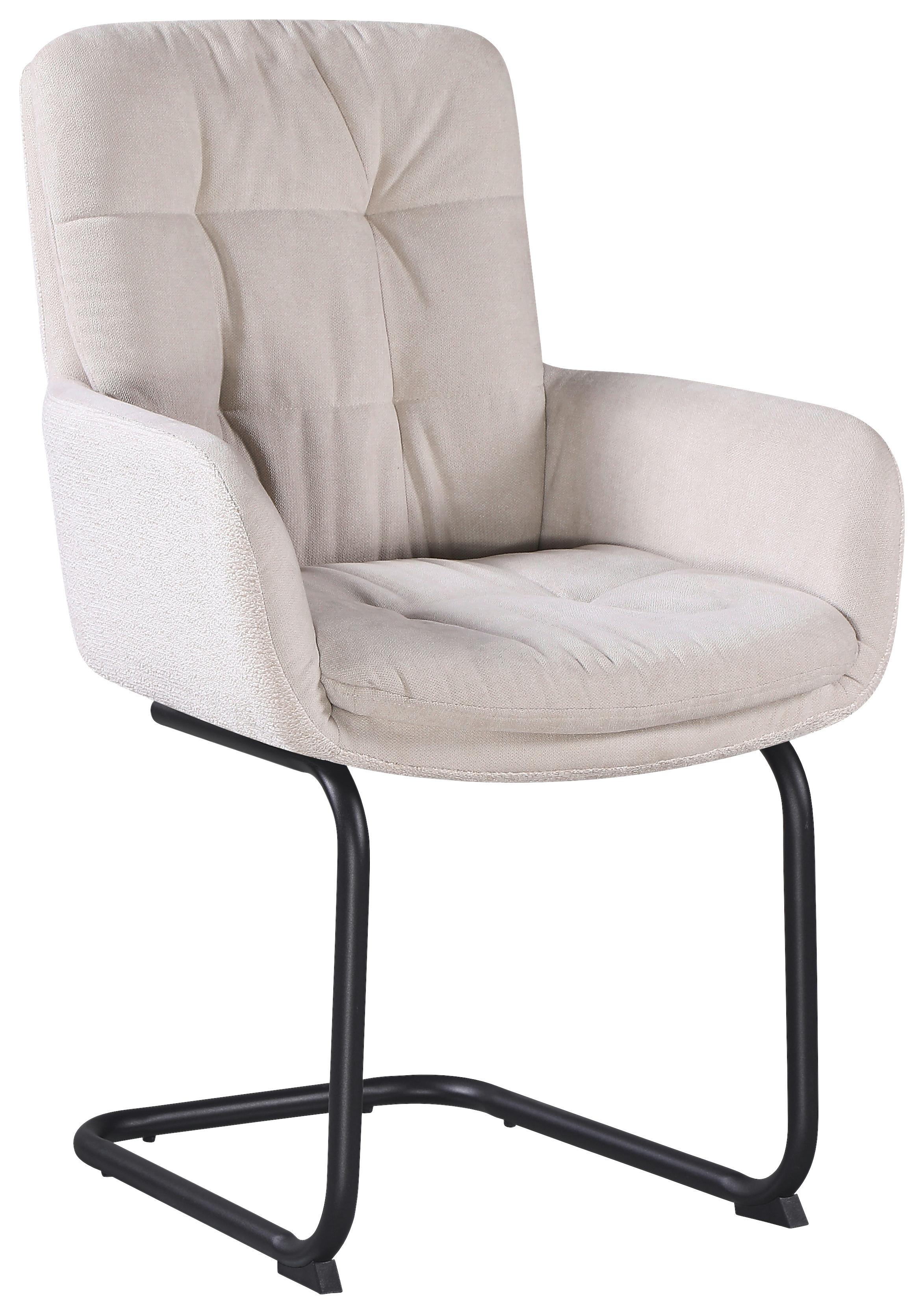 Armlehnstuhl Nova Beige/Schwarz - Beige/Schwarz, MODERN, Textil/Metall (61/91/65cm) - Premium Living