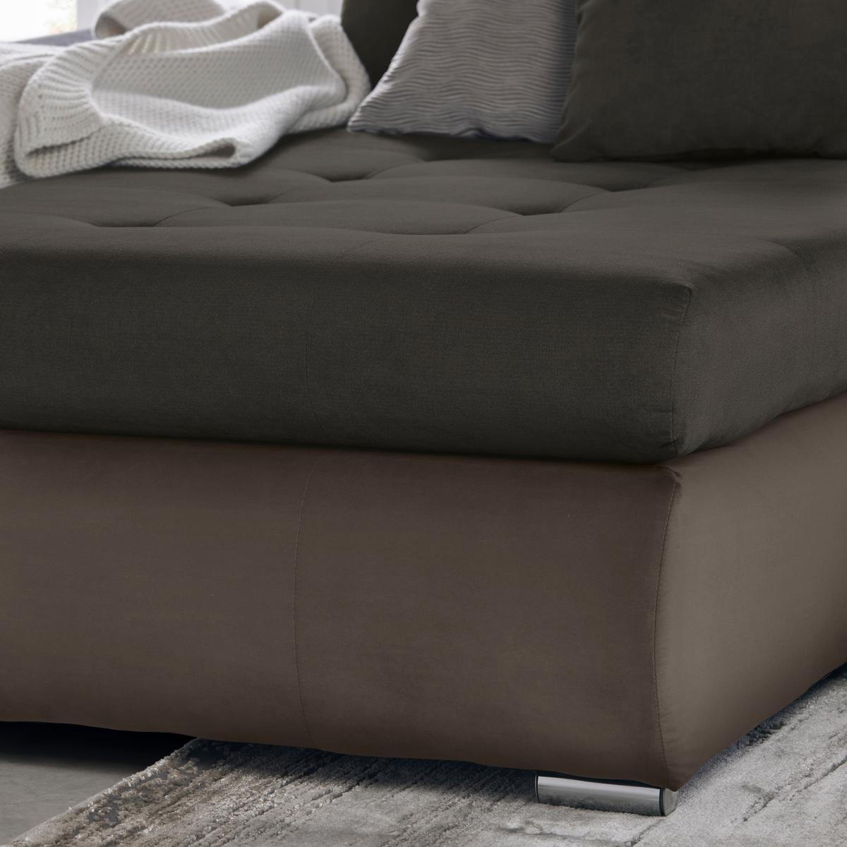 Wohnlandschaft Enrico Schlammfarben - Chromfarben/Schlammfarben, KONVENTIONELL, Kunststoff/Textil (303/88/185cm) - Based