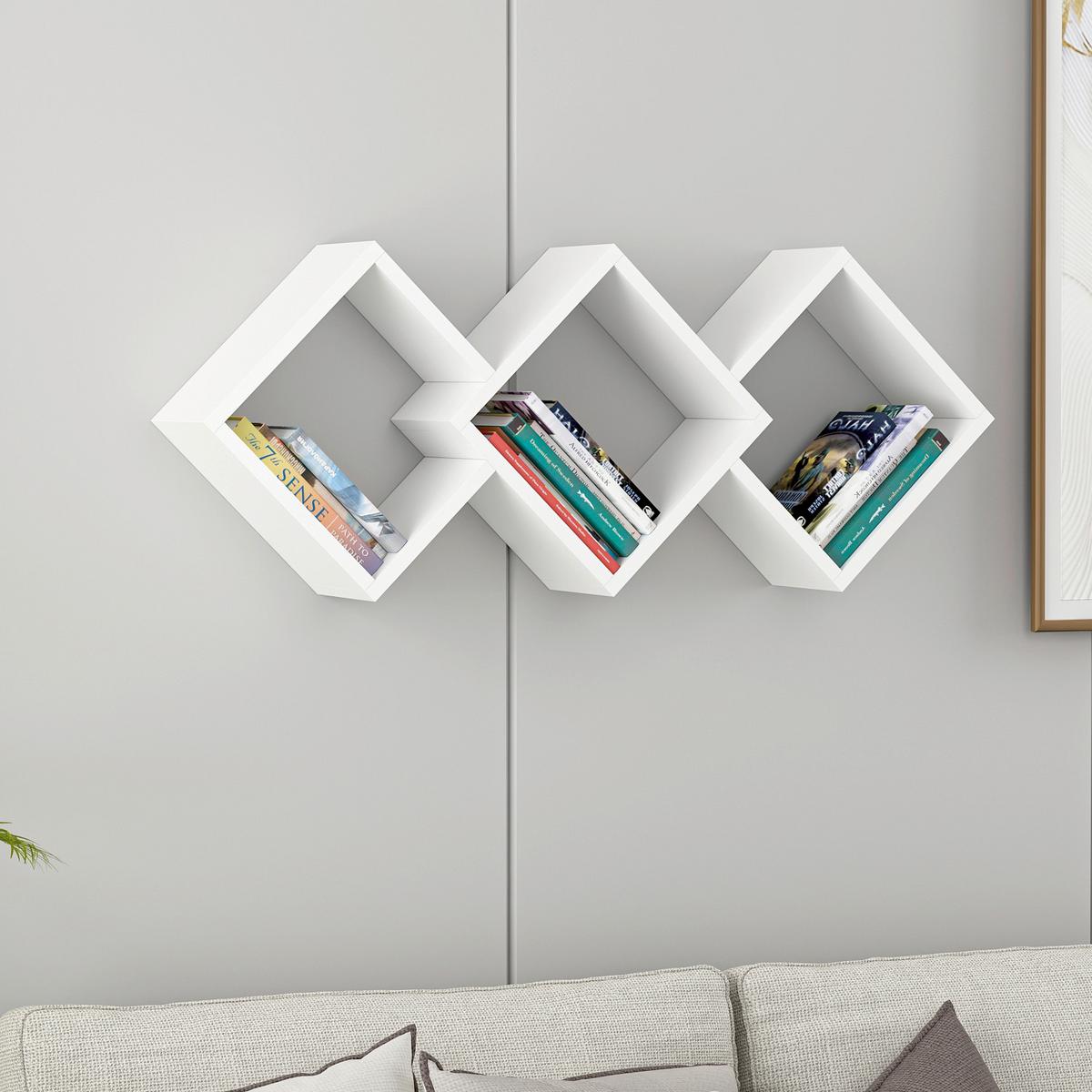 WANDREGAL GALAXY WANDREGAL - Weiss, Design, Holzwerkstoff (102/42/20cm) - Livetastic