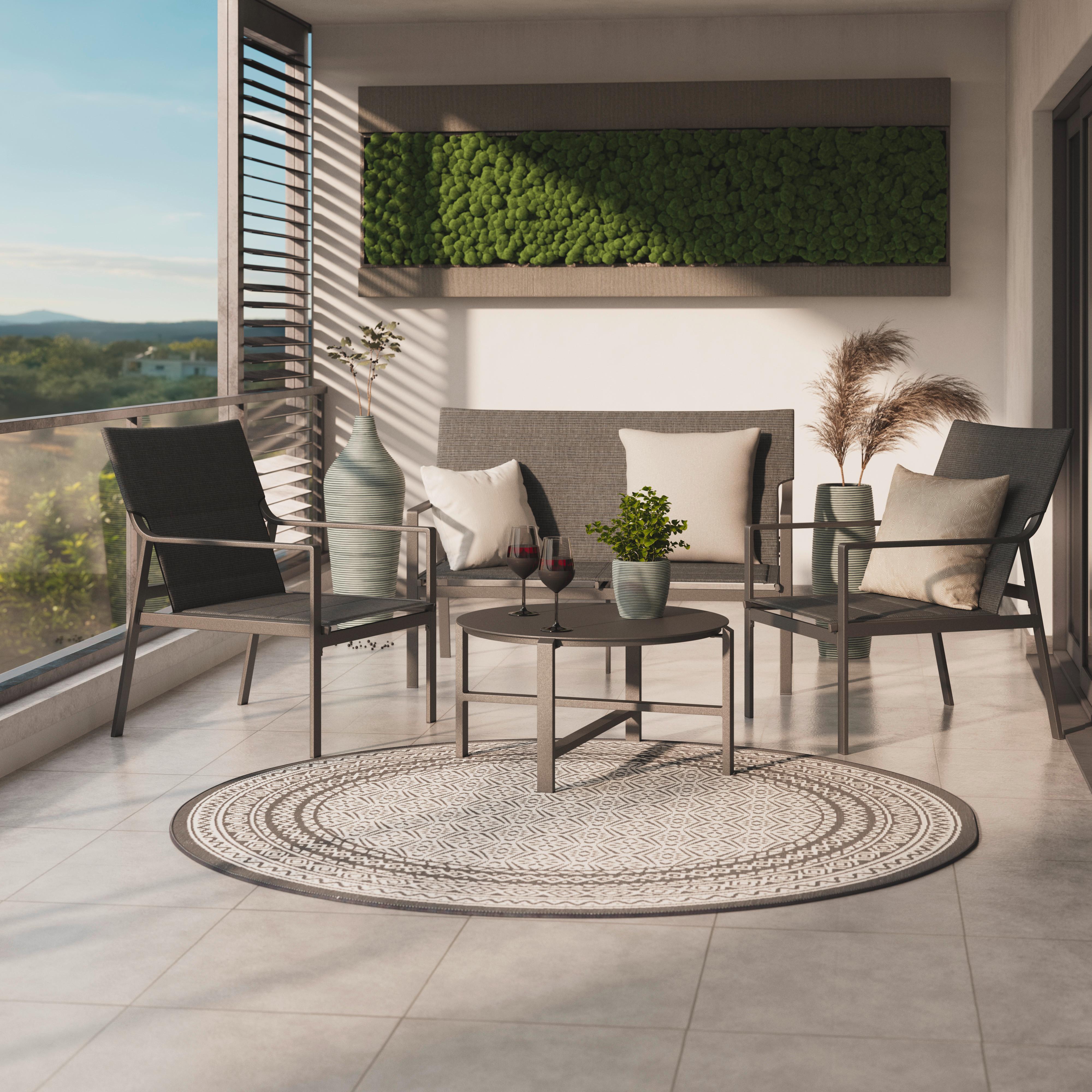 Lounge Garnitura Shirley, Črna, 4-Delno - črna, Moderno, kovina/steklo (121/77/68cm)