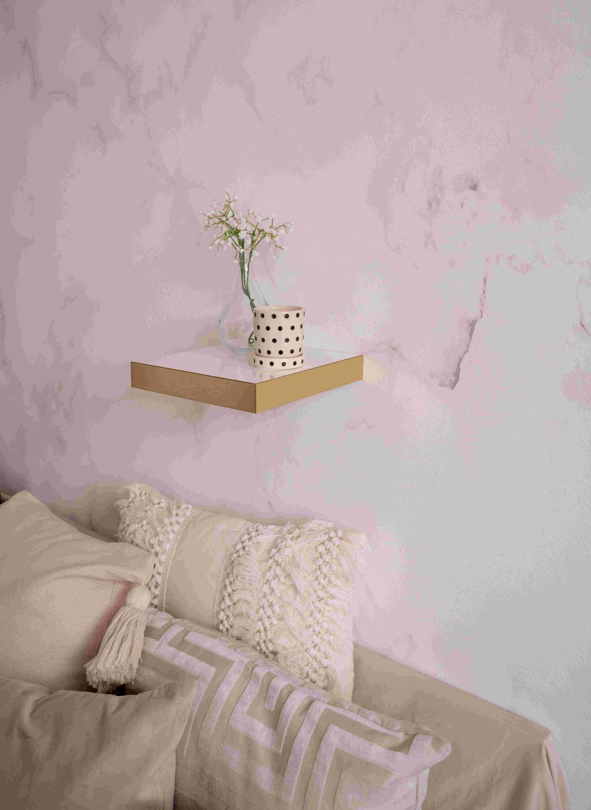 Falipolc Shelvy 23 - aranyszínű/magasfényű fehér, Modern, faalapú anyag (23,5/3,7/23,5cm)