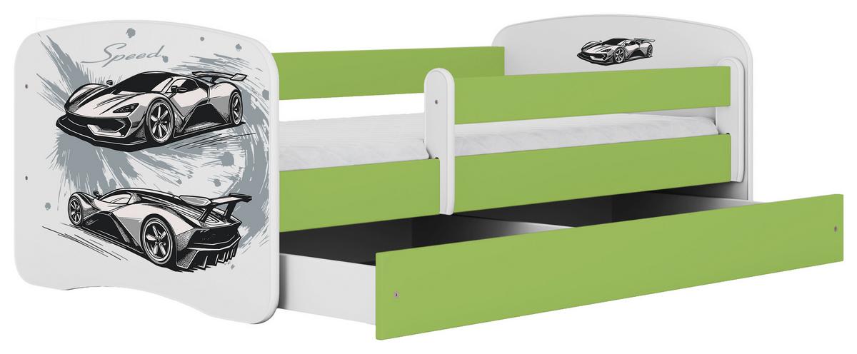 Otroška Postelja Babydreams, Bela, Zelena, 80x160cm - zelena/bela, Moderno, tekstil/leseni material (80/160cm) - MID.YOU