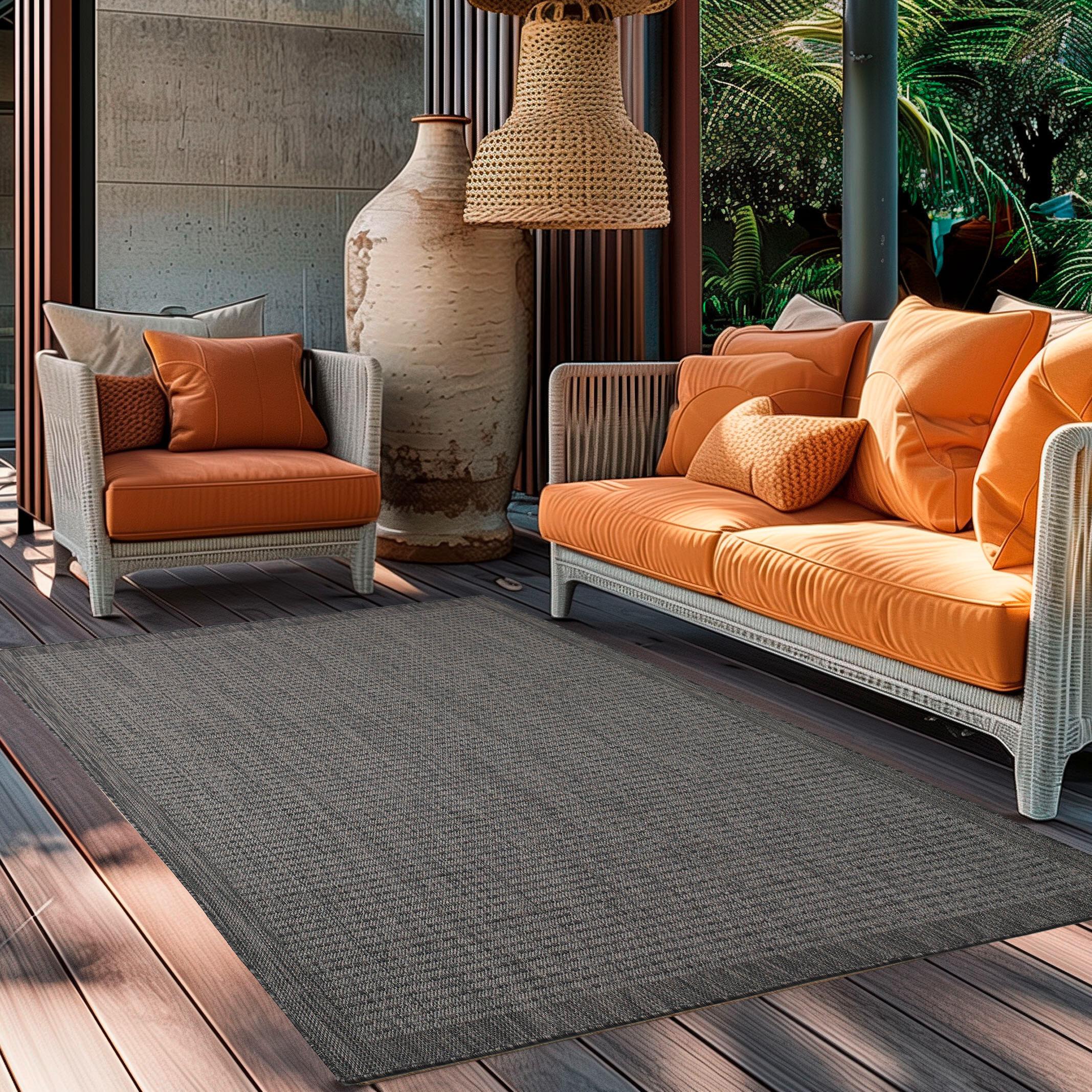 Outdoorteppich Giza Schwarz ca. 160x230cm - Schwarz, Basics, Textil (160/230cm) - Novel