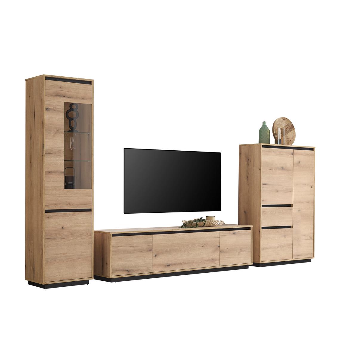 Tv Komoda Puro - boje hrasta/crna, Moderno, drvni materijal (180/48/42cm) - Modern Living