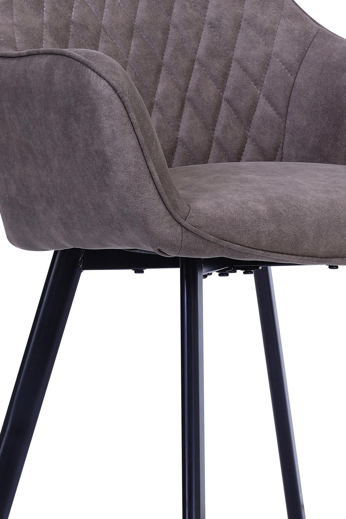 Set Naslanjačev Mira, Rjavosiva, 2-Delni - rjavosiva/črna, Moderno, kovina/tekstil (56,5/83/63cm) - Livetastic