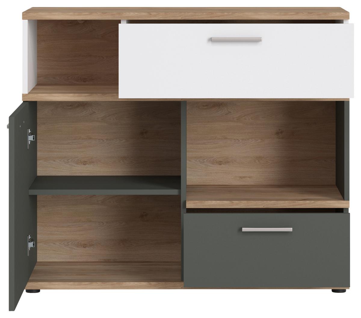 Komoda Twenty - bijela/boje grafita, Moderno, drvni materijal/plastika (100/86/40cm) - Modern Living