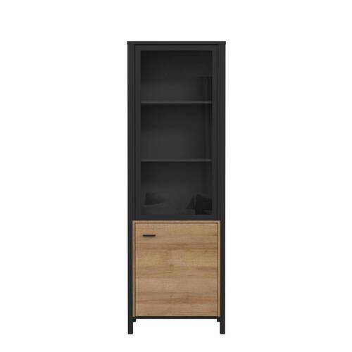 Vitrin High Rock - fekete/tölgyfa, Design, faalapú anyag/fém (64,8/193,9/40,2cm) - Mömax