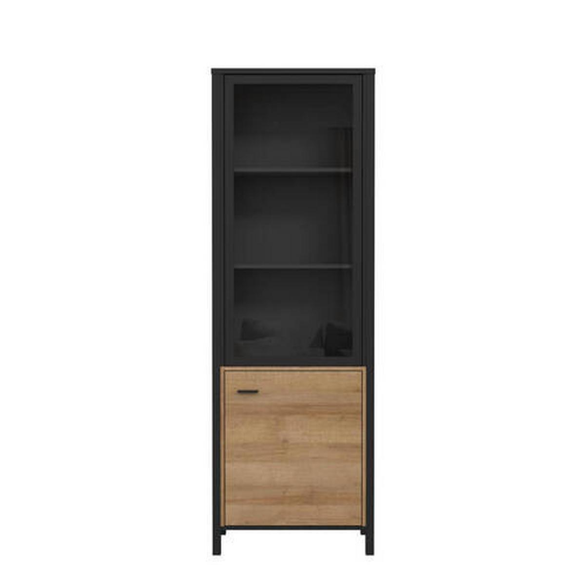 Vitrin High Rock - fekete/tölgyfa, Design, faalapú anyag/fém (64,8/193,9/40,2cm) - Mömax