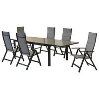 GARTENSET FLORENZ - Graphitfarben/Grau, MODERN, Textil/Metall - Gardenson