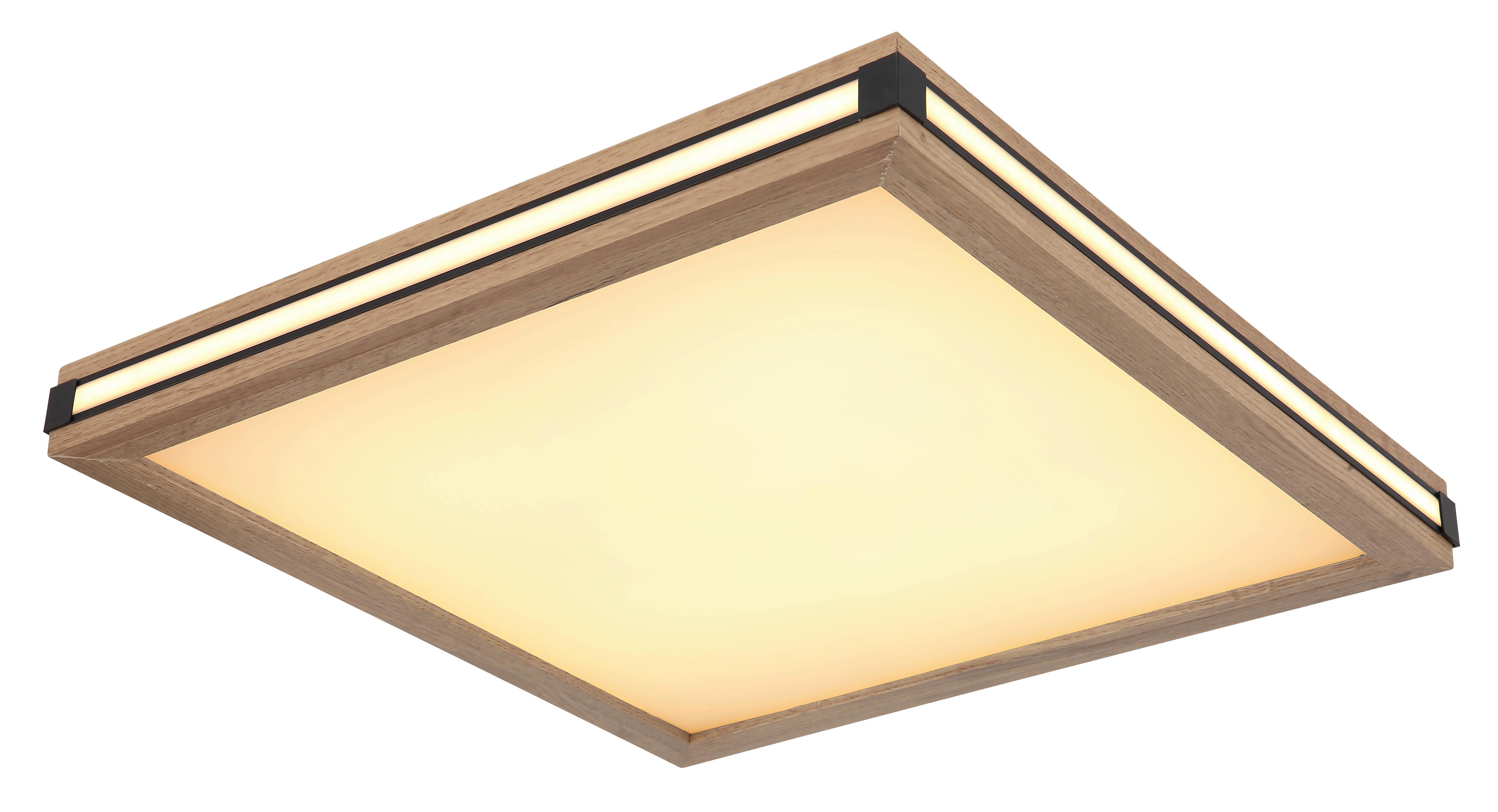 LED-Deckenleuchte Carla Weiß/Dunkelbraun max. 24 Watt - Dunkelbraun/Opal, Natur, Holzwerkstoff/Kunststoff (45/45/7,5cm) - Globo
