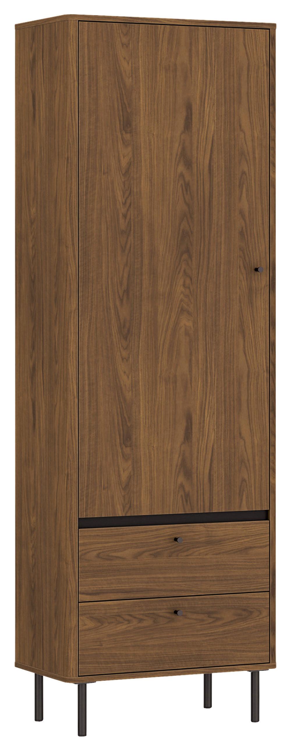 Dulap Înalt Revillo - culoare lemn de nuc/negru, Basics, material pe bază de lemn (63/195/40cm) - Modern Living