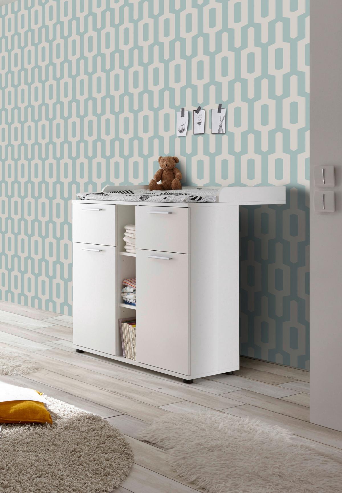 Previjalna Komoda Bibo, Bela - srebrne barve/bela, Konvencionalno, umetna masa/leseni material (89/101/78cm) - MID.YOU