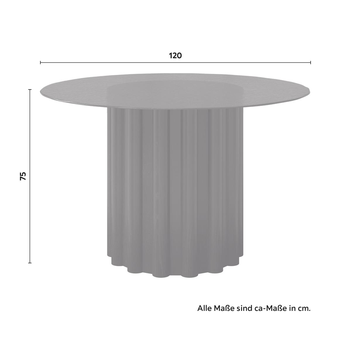 Étkezőasztal Kerek Zelia - fekete, Modern, faalapú anyag/Üveg (120/75cm) - Bessagi Home
