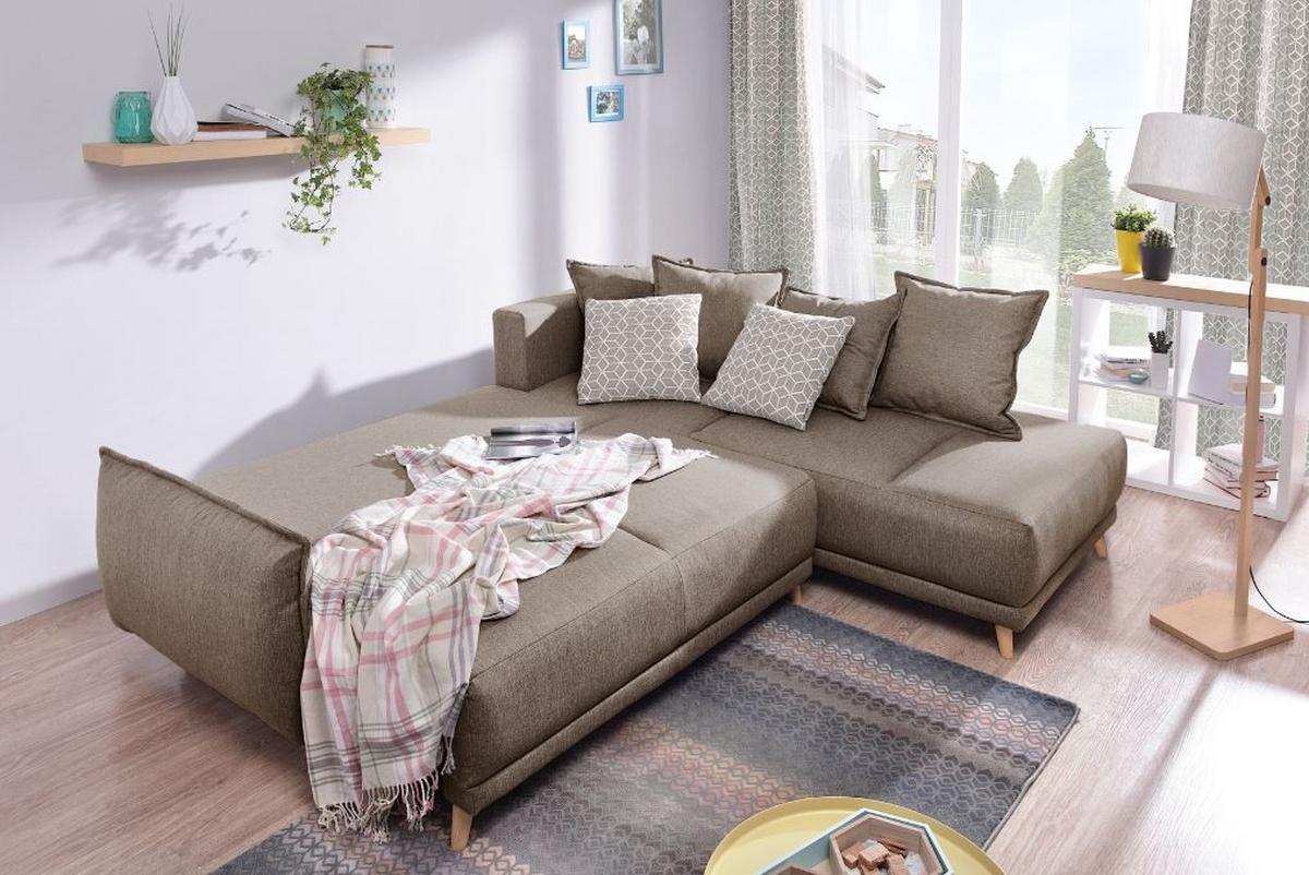 Eckschlafsofa in Hellbraun ´LAZY LUKA´ - Hellbraun/Beige, Basics, Holz/Textil (235/190cm) - MID.YOU