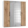 Drehtürenschrank Level 36A mit Spiegel ca. 200 cm Weiß/Eiche - Chromfarben/Eichefarben, MODERN, Holzwerkstoff (200/216/58cm) - MID.YOU