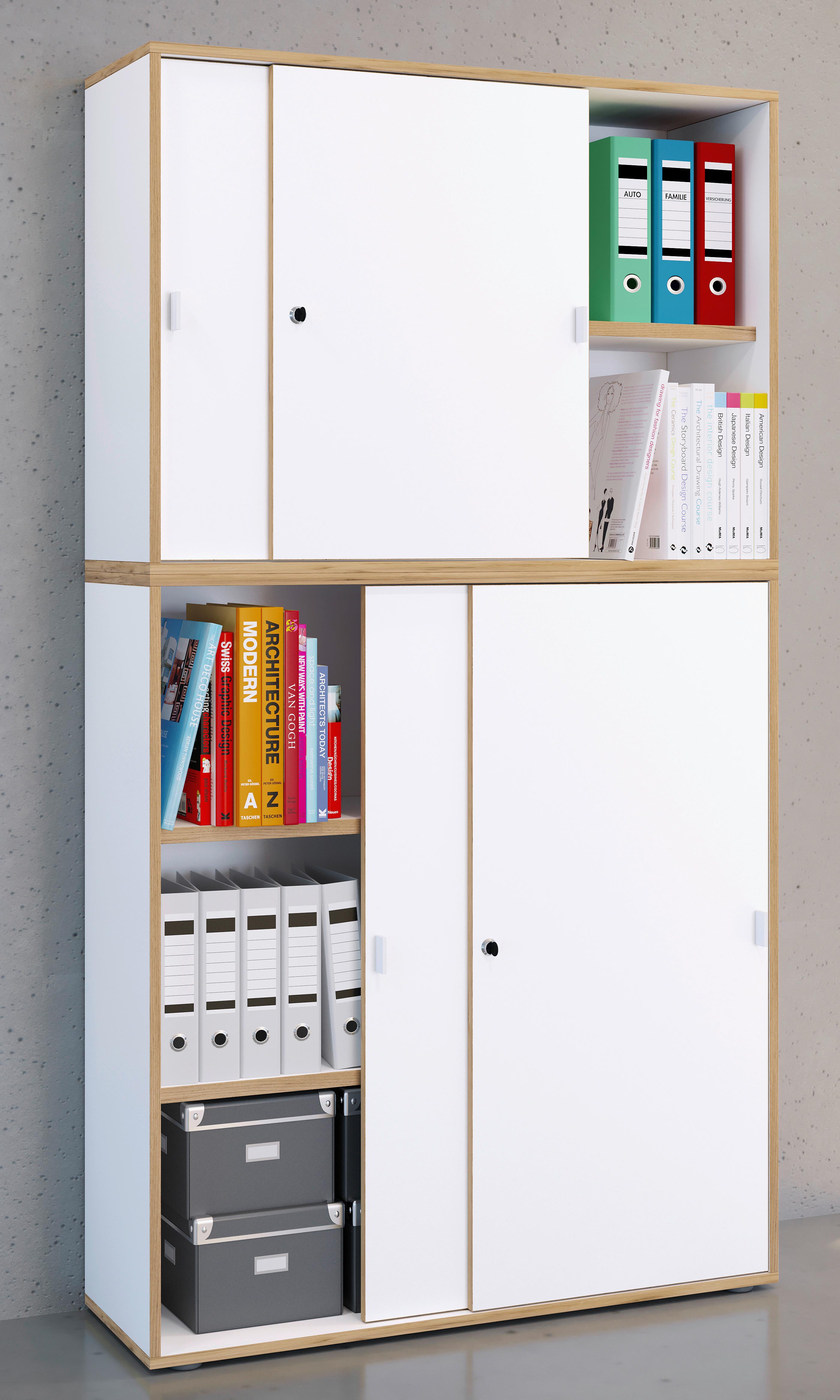 AKTENSCHRANK SALIA B100 - Honigeiche/Weiss, Design, Holzwerkstoff (100/183/37cm) - MID.YOU