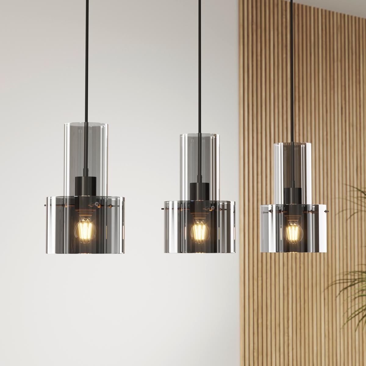 LAMPA WISZĄCA EOS *DK* - ciemnoszary, Design, metal/szkło (97/18/150cm) - Dieter Knoll