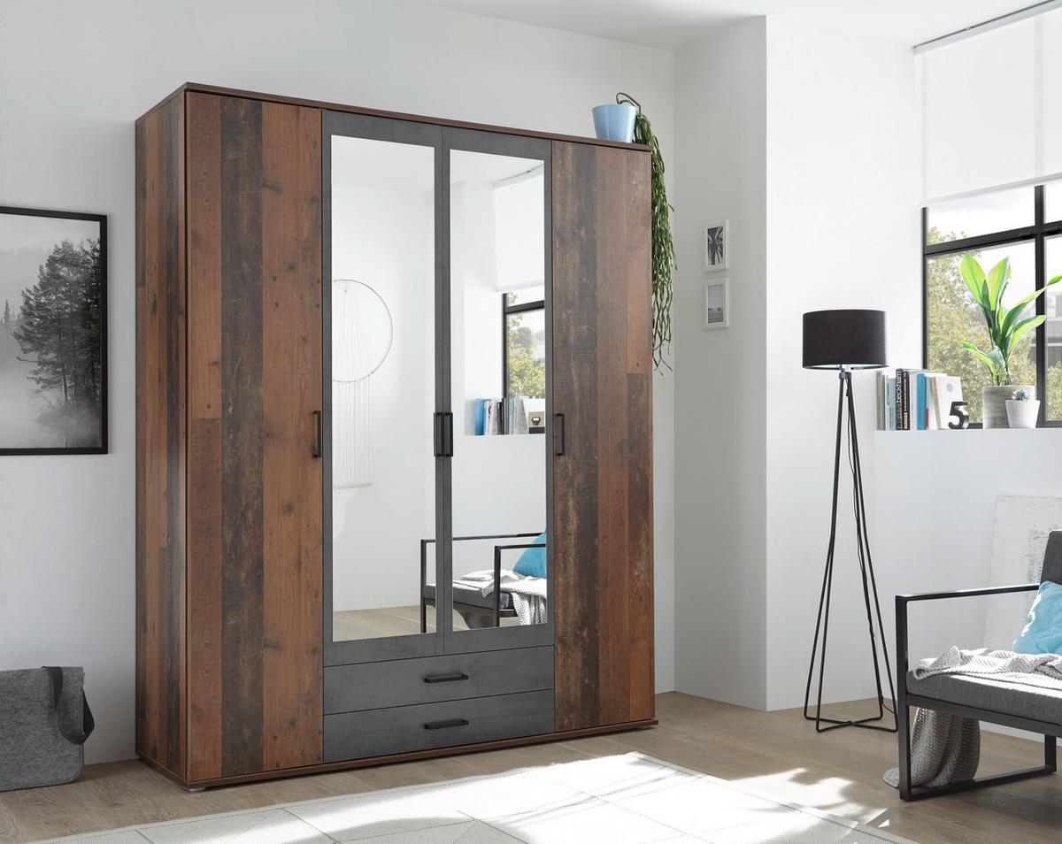 Ormar S Klasičnim Vratima Chicago - boje bagrema/boje škriljevca, Basics, staklo/drvni materijal (159/196/53,5cm) - MID.YOU