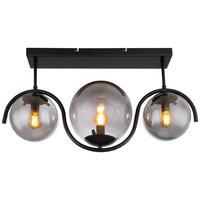 DECKENLEUCHTE PORRY SCHWARZ B: 20CM 3-FLM. - Schwarz, Basics, Glas/Metall (60/20/33cm) - Globo