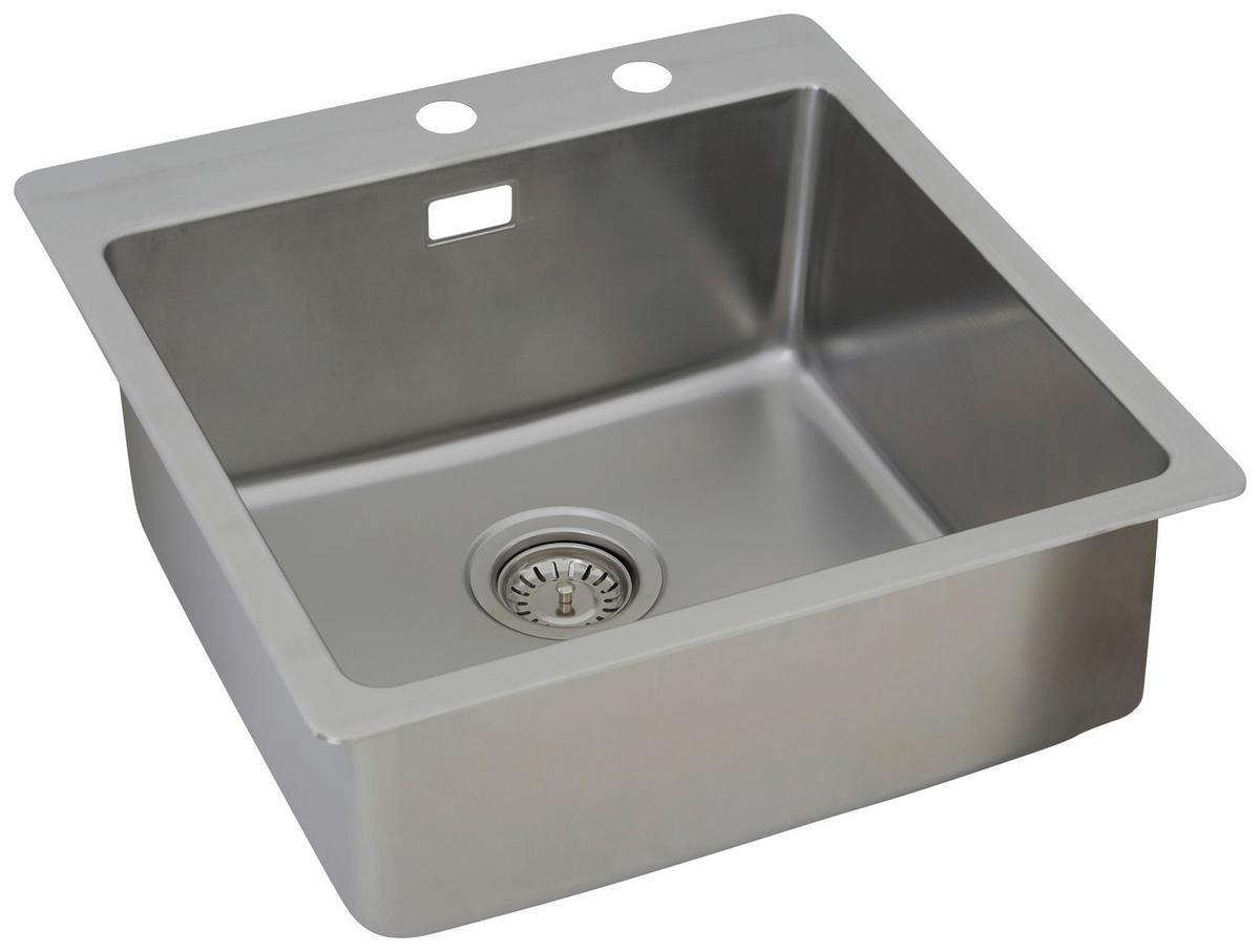 Einzelbecken Chicago ca. 50x23x50 cm - Edelstahlfarben, Trend, Metall (50/22,8/50cm) - Respekta