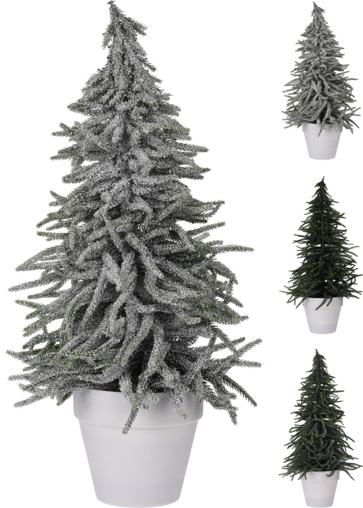 Dekor Műfenyő X-Mas Tree - sötétzöld/fehér, Natur, műanyag (58cm)