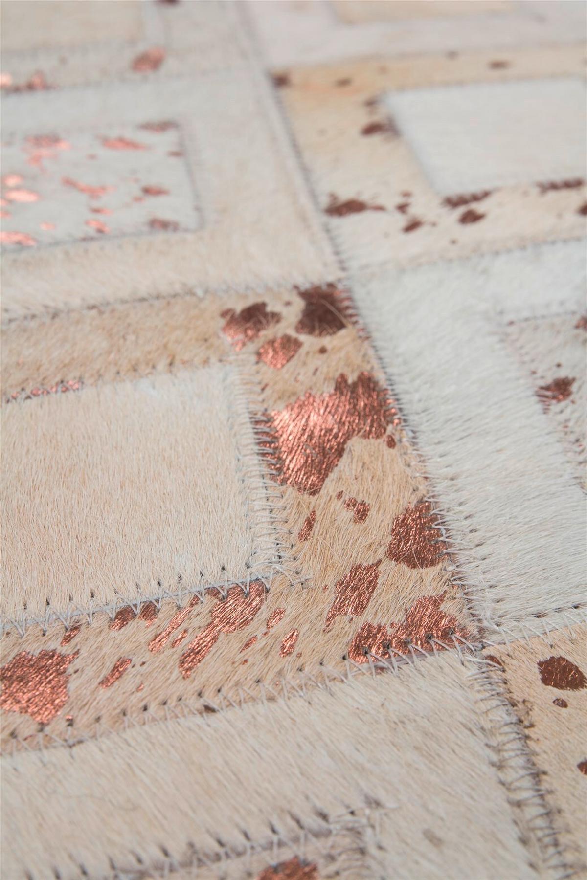 FLACHWEBETEPPICH SPARK 110 ELFENBEIN/CH 80X150 - Chromfarben/Beige, Design, Leder (80/150cm) - Kayoom