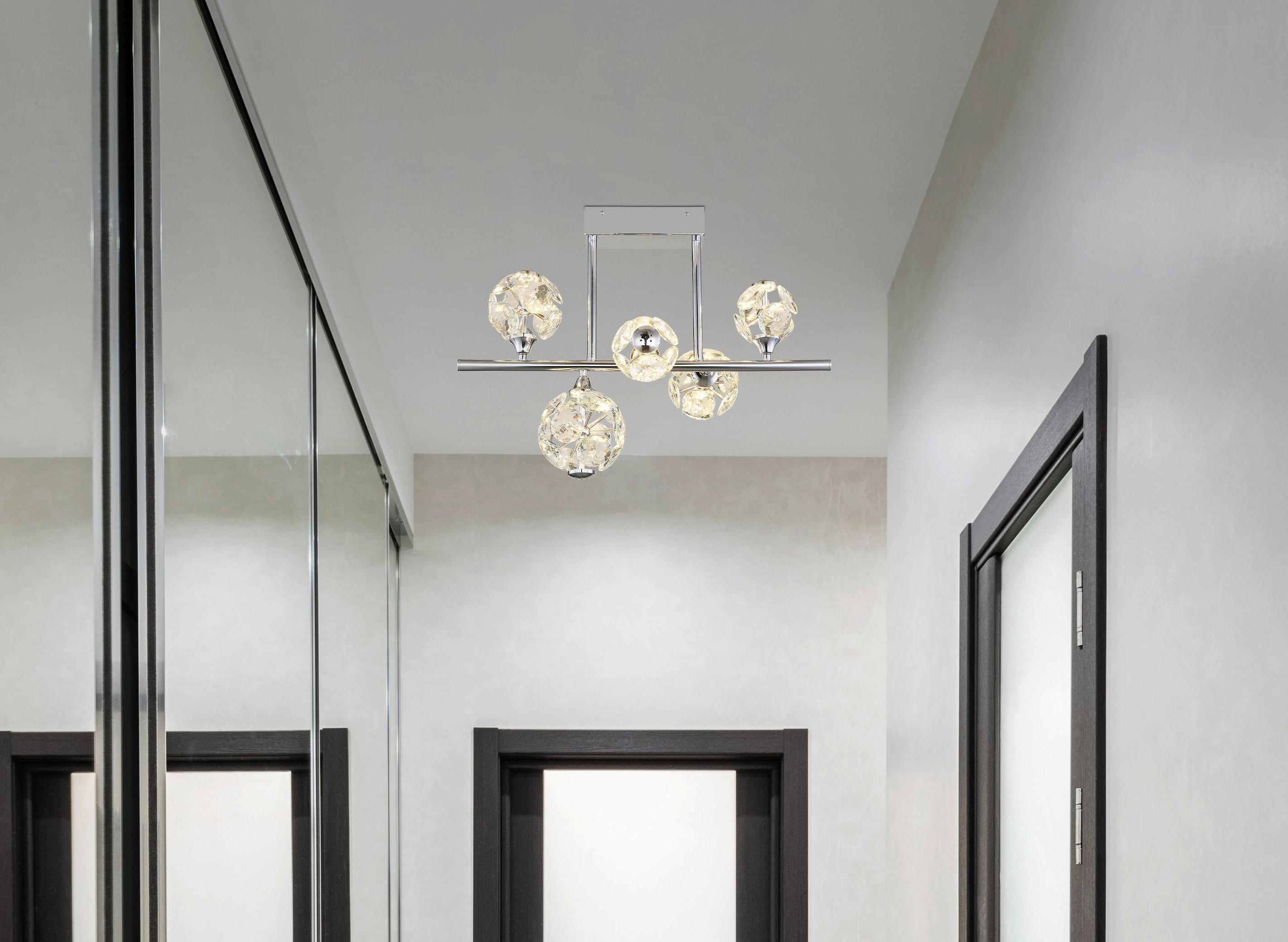 LED-DECKENLEUCHTE 16047-5DC VIRINA - Klar/Chromfarben, Konventionell, Glas/Metall (61/30/46cm) - Globo