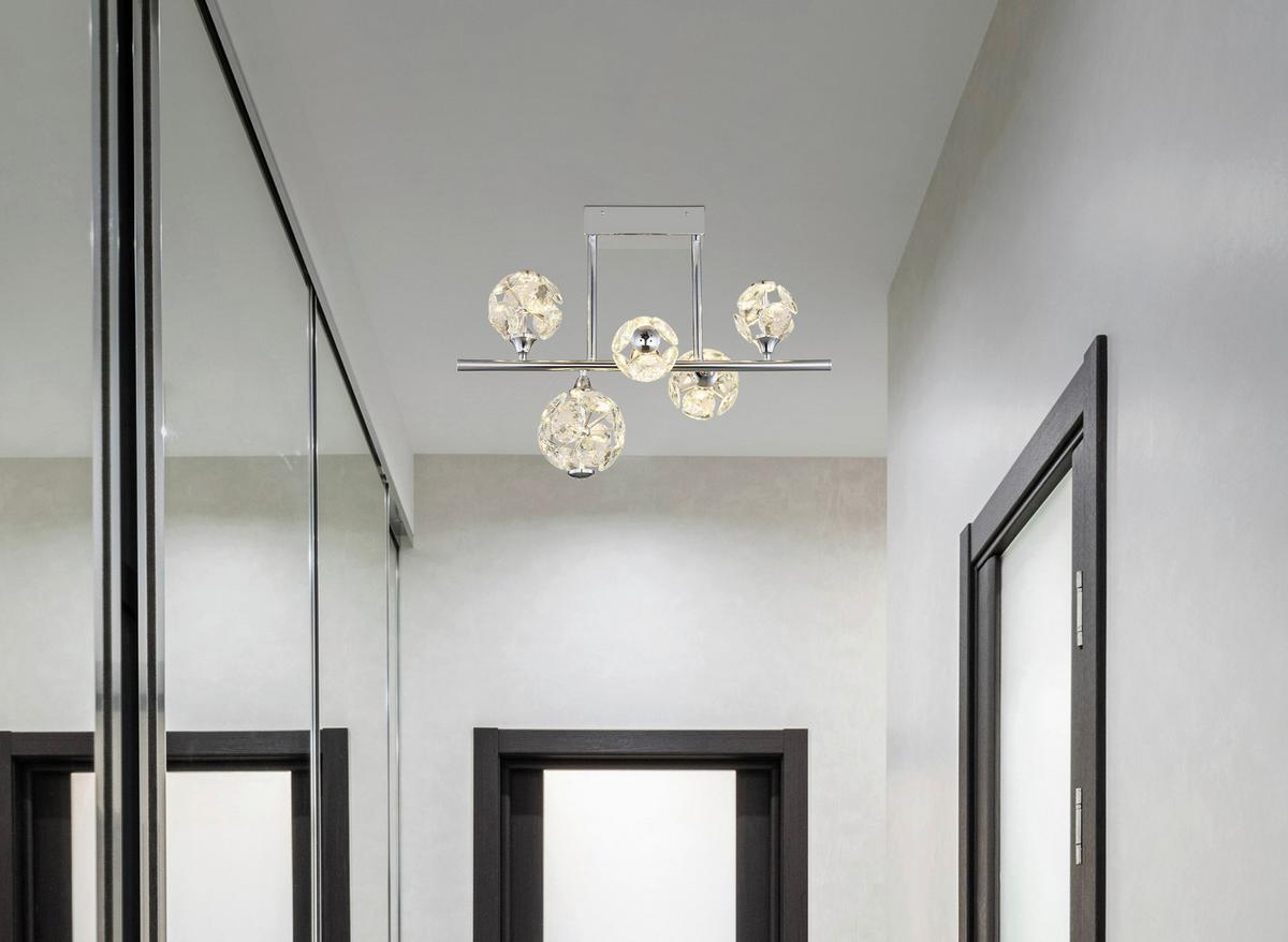 LED-DECKENLEUCHTE 16047-5DC VIRINA - Klar/Chromfarben, Konventionell, Glas/Metall (61/30/46cm) - Globo