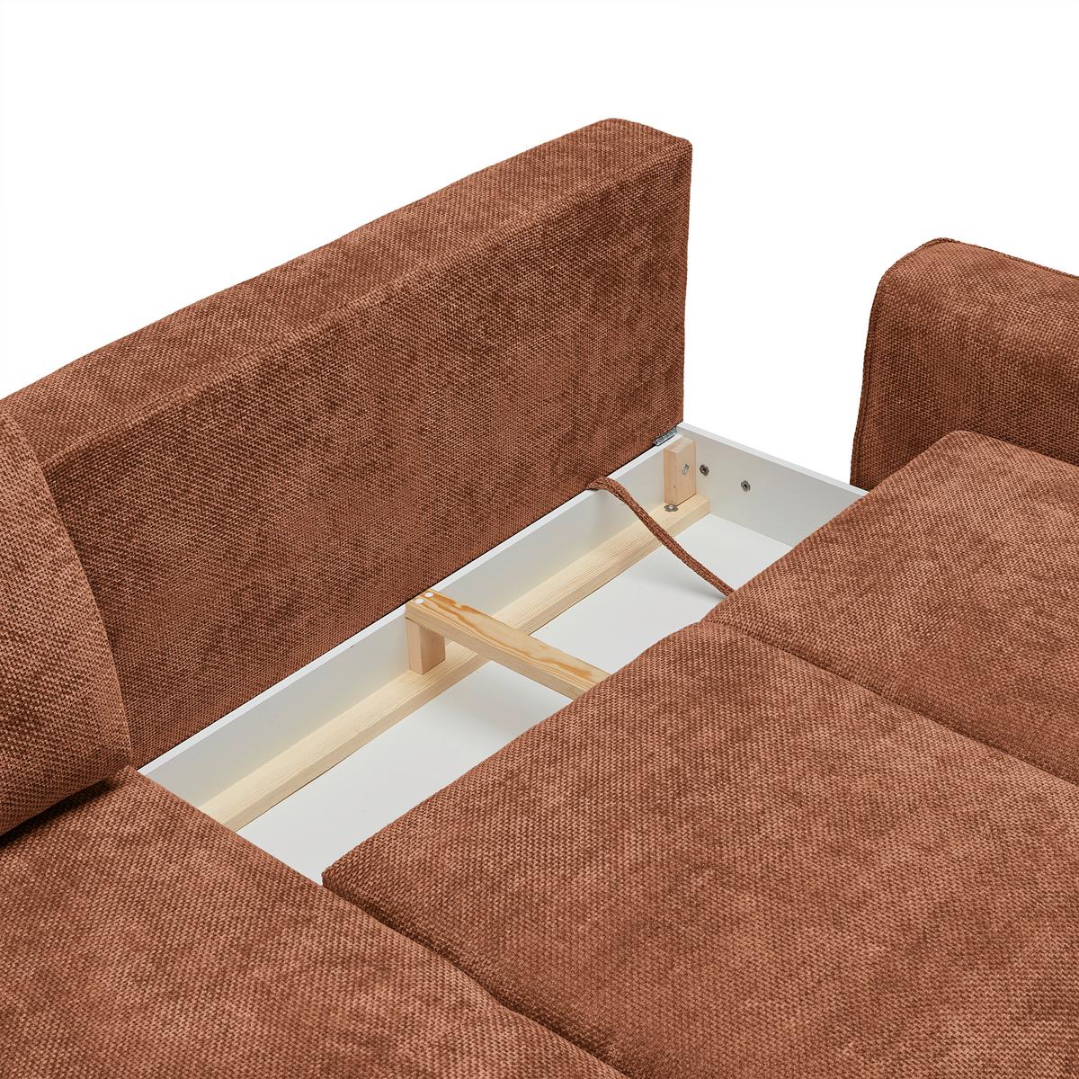 Ecksofa Custom Terracotta - Terracotta/Schwarz, MODERN, Textil/Metall (164/85/255cm) - Mömax