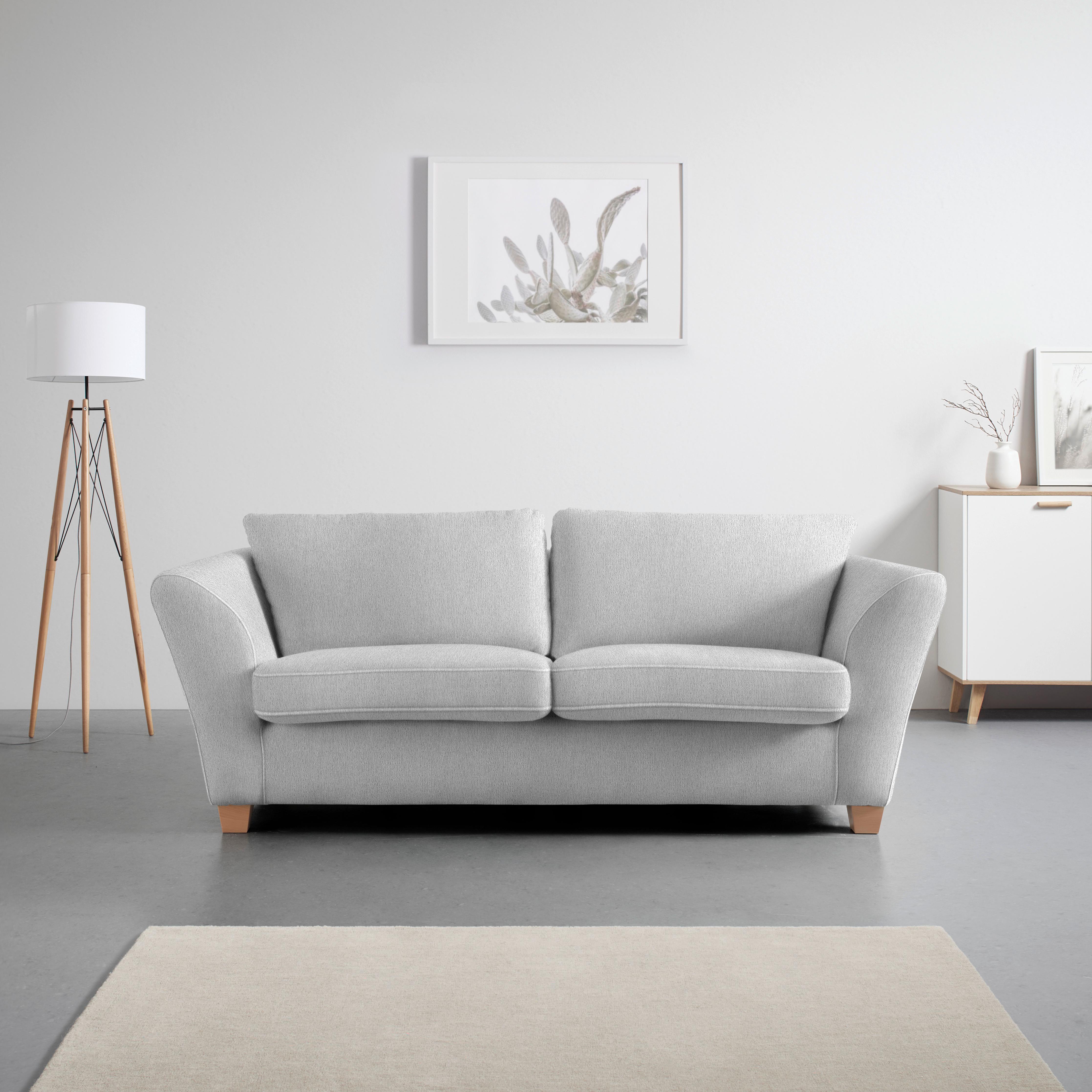 3-Sitzer-Sofa Devado Silberfarben - Silberfarben/Naturfarben, Holz/Textil (216/70-85/95cm) - Mömax