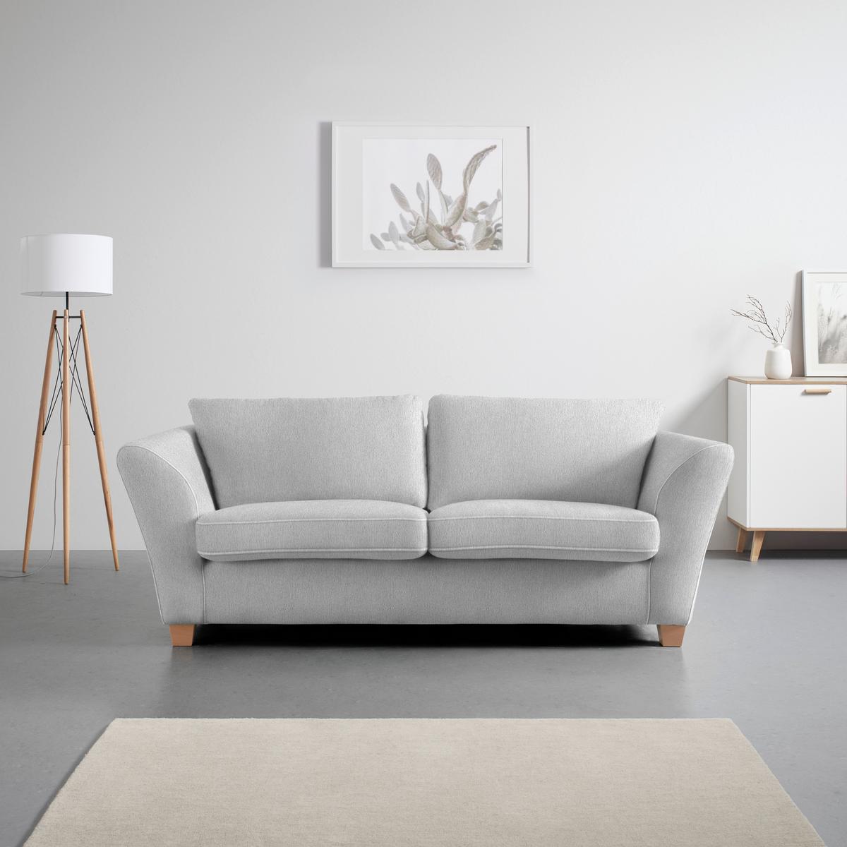 3-Sitzer-Sofa Devado Silberfarben - Silberfarben/Naturfarben, Holz/Textil (216/70-85/95cm) - Mömax