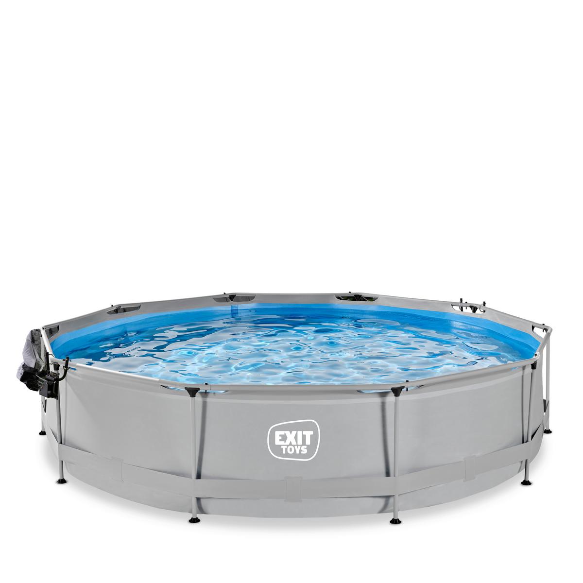 Bazen Exit Soft Grey Pool, Ø 360cm - svetlo modra/siva, Konvencionalno, umetna masa (360/76cm) - EXIT Toys