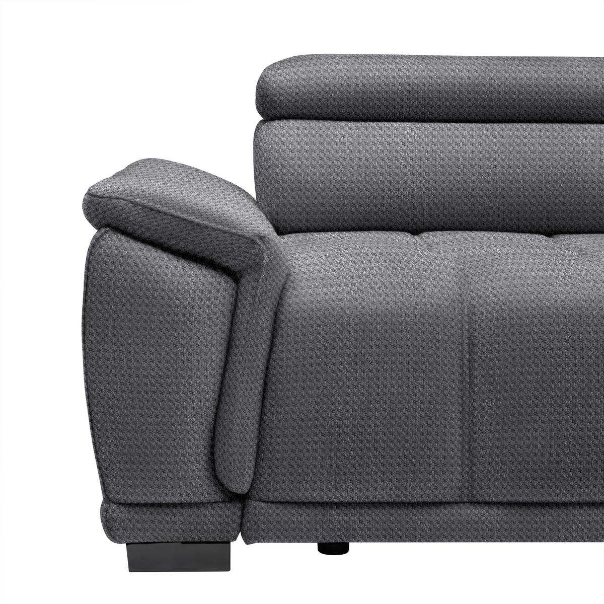 Ecksofa Gremio Rechts Blaugrau - Blaugrau/Schwarz, MODERN, Kunststoff/Textil (283-206/77-100/106cm) - Premium Living