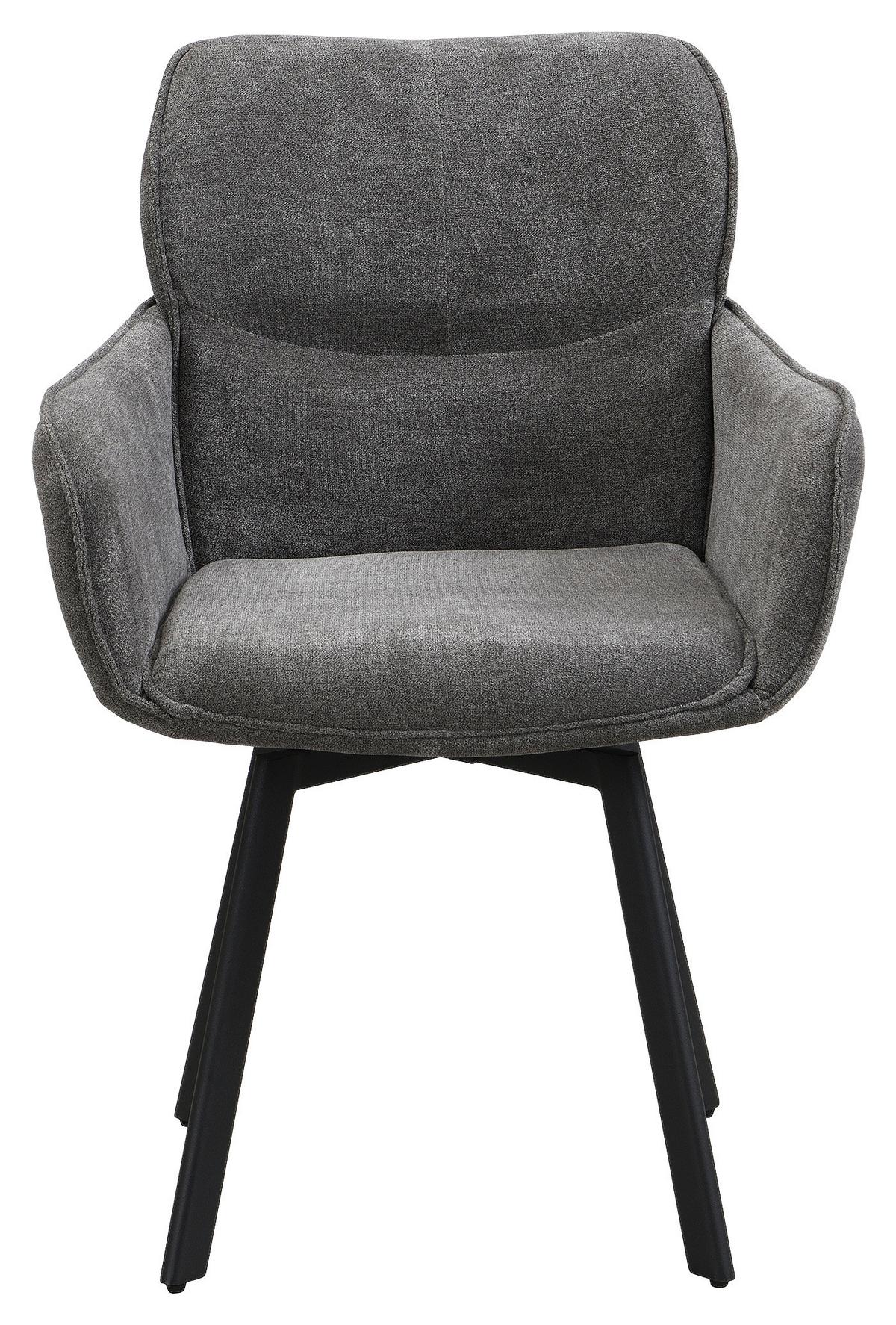 STUHL-SET RICO - Dunkelgrau/Schwarz, MODERN, Textil/Metall (61/90/63cm) - MID.YOU
