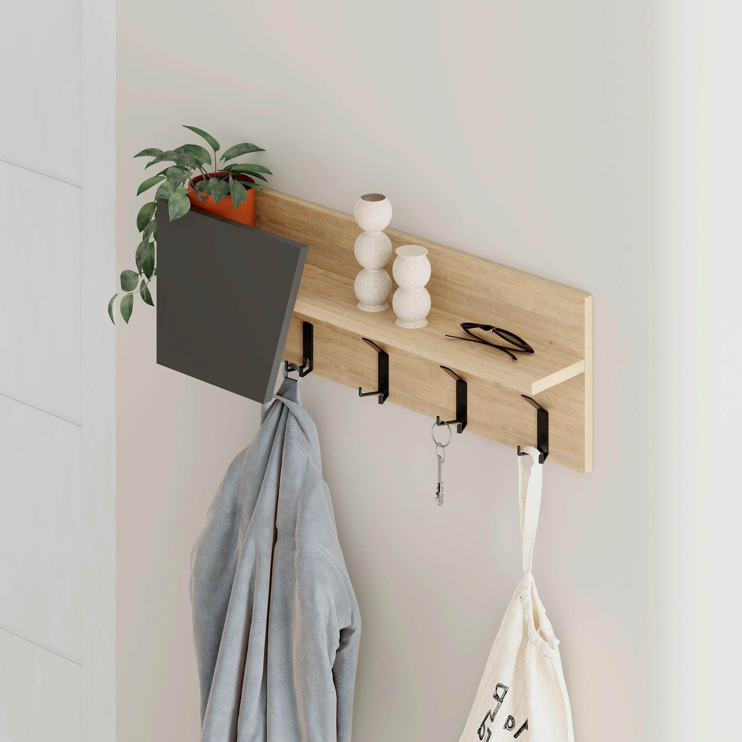 Wandgarderobe Eleva ca. 74x26 cm Anthr./Eiche - Eichefarben/Anthrazit, Design, Holzwerkstoff/Metall (74/26/15.7cm) - Livetastic