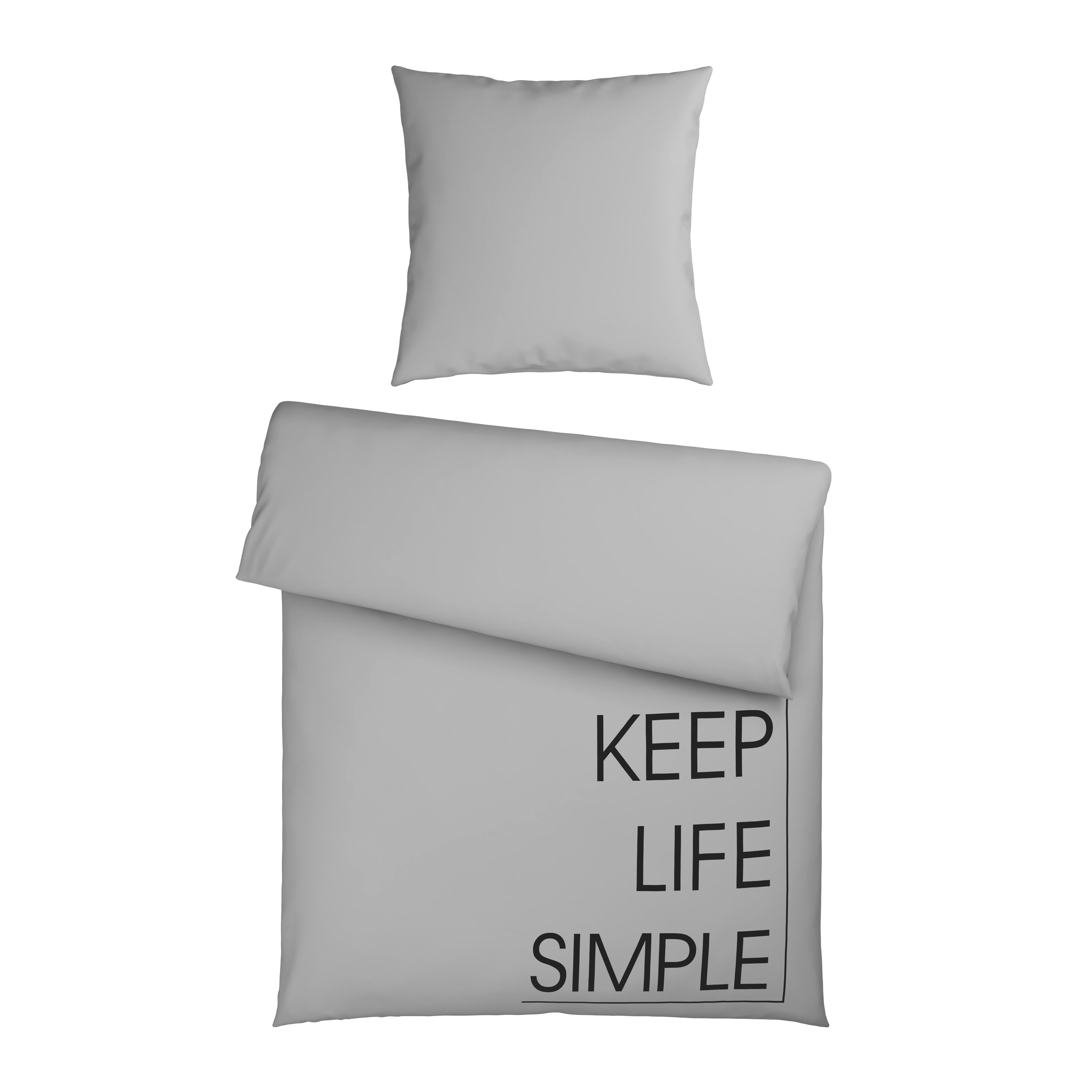 Bettwäsche Keep Life Grau ca. 135x200cm - Grau, Textil (135/200cm) - Mömax