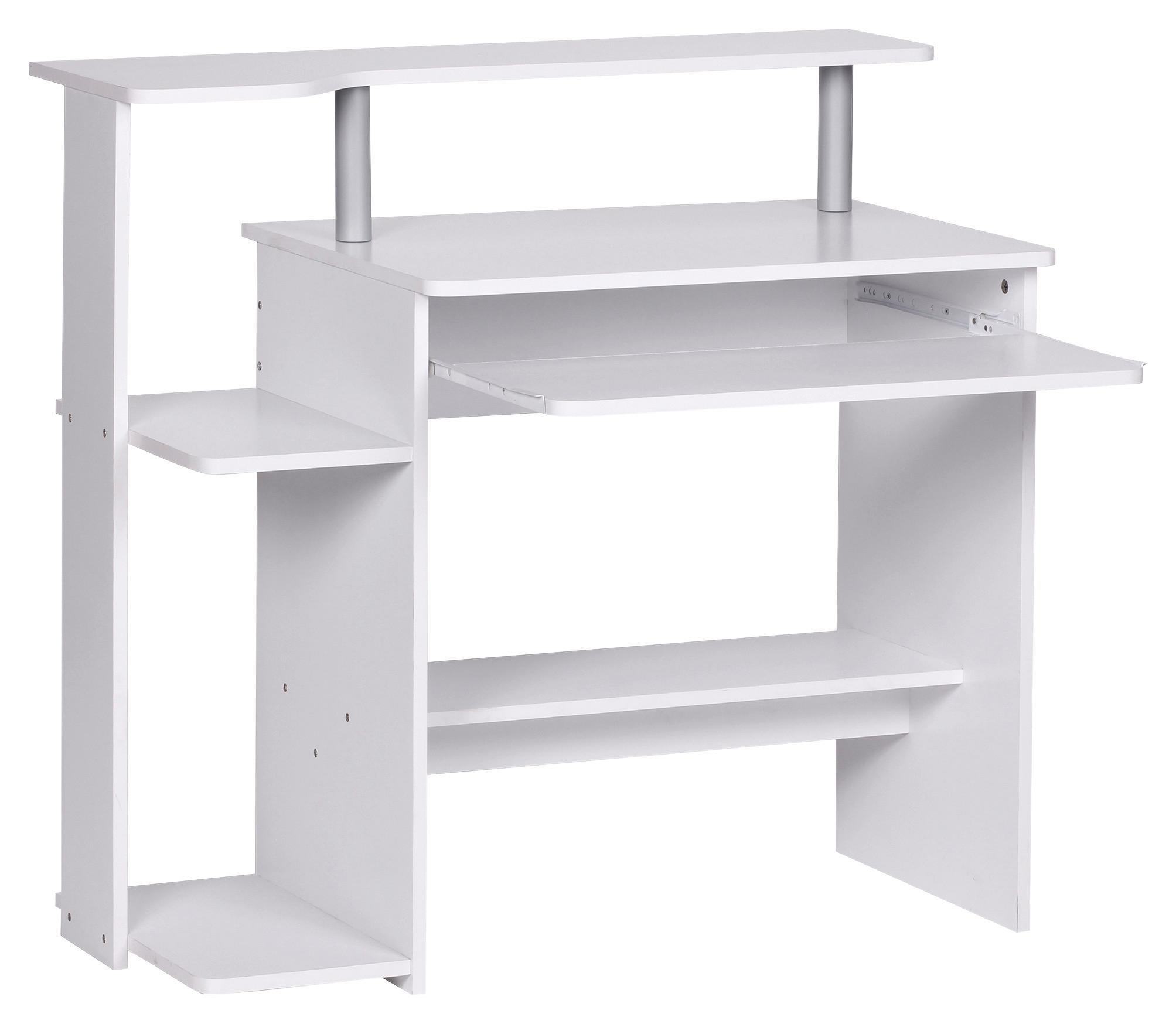 Computertisch ca. 94x49x91 cm Weiß - Weiß, KONVENTIONELL, Holzwerkstoff (94/48,5/90,5cm) - MID.YOU