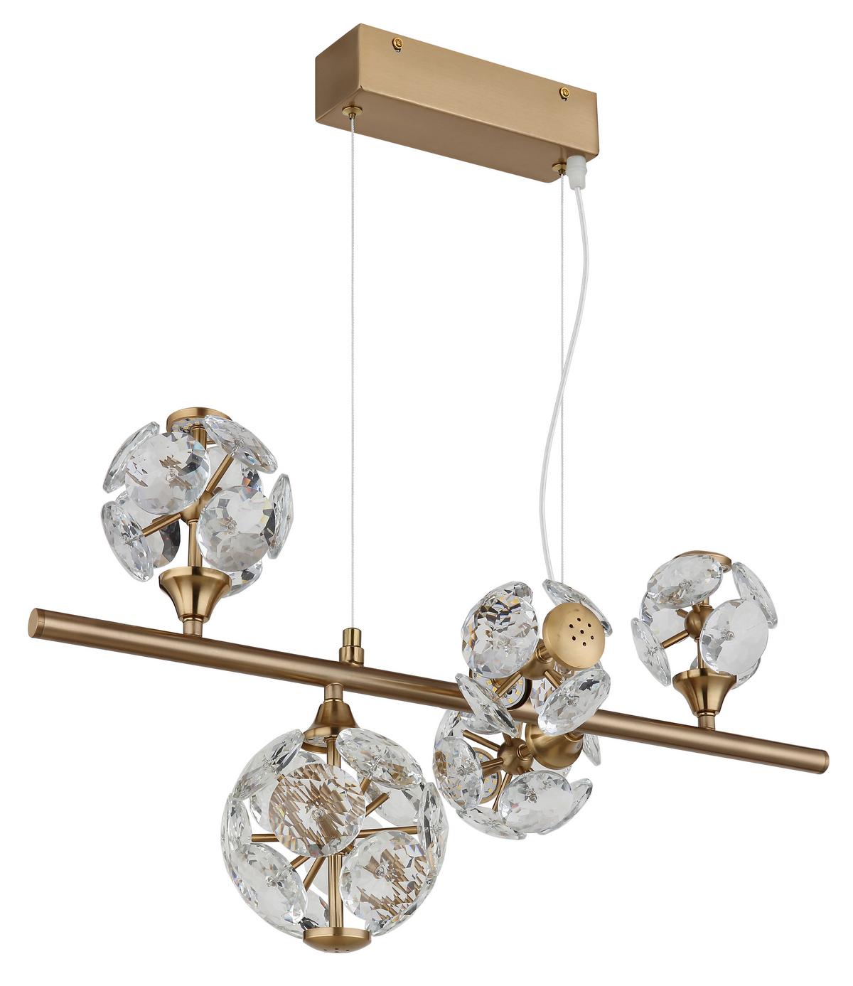 LED-HÄNGELEUCHTE 16047-5H VIRINA - Klar/Goldfarben, Konventionell, Glas/Metall (61/31/150cm) - Globo