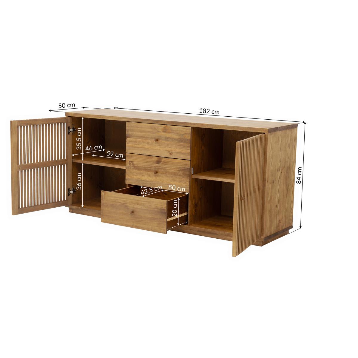 KOMODA SZEROKA EQUATORIA - kolor dębowy, Modern, materiał drewnopochodny/drewno (182/84/50cm) - MID.YOU