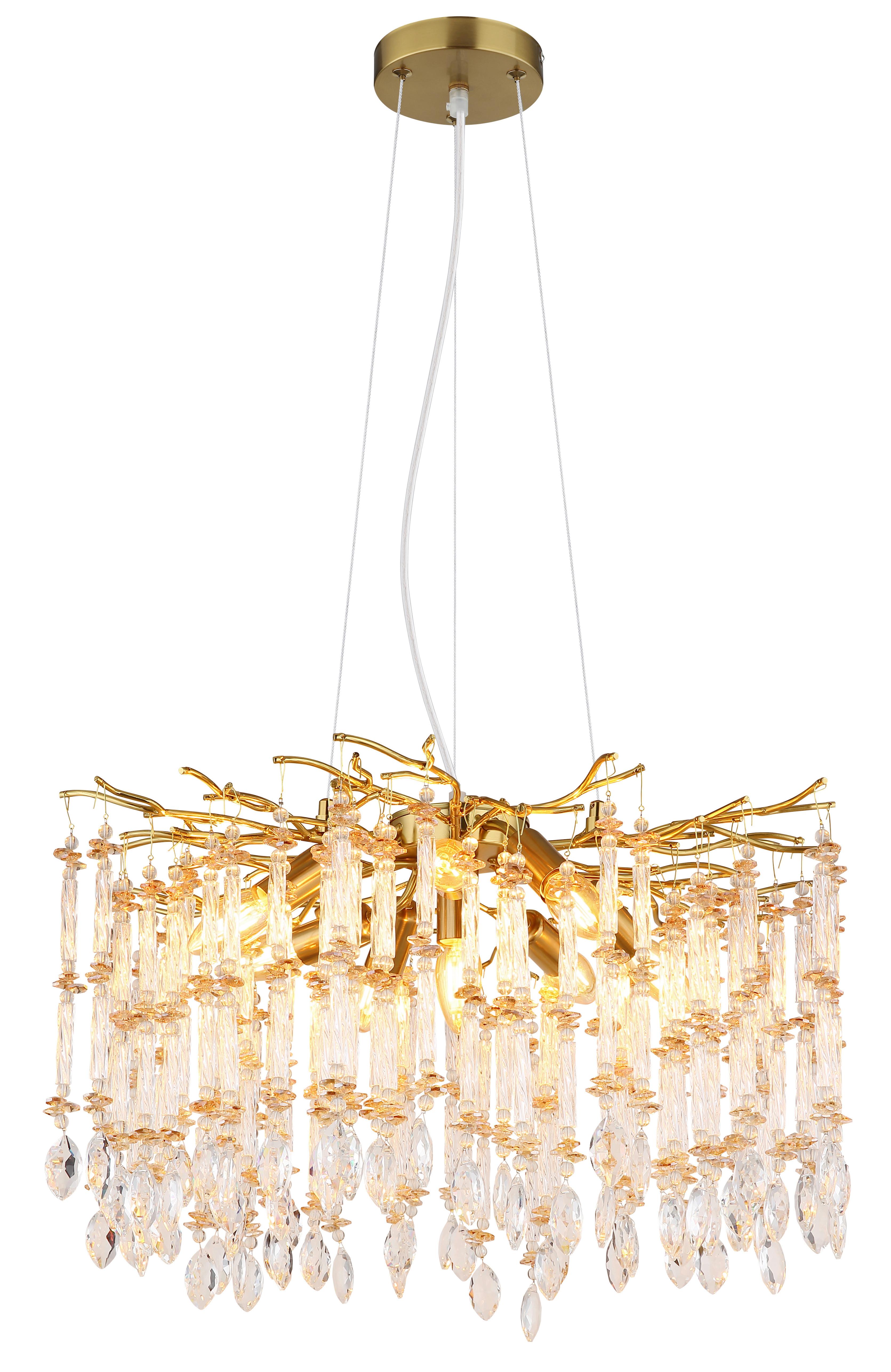 Viseća Svjetiljka Gloria - prozirno/zlatne boje, Design, staklo/metal (60/120cm) - Globo