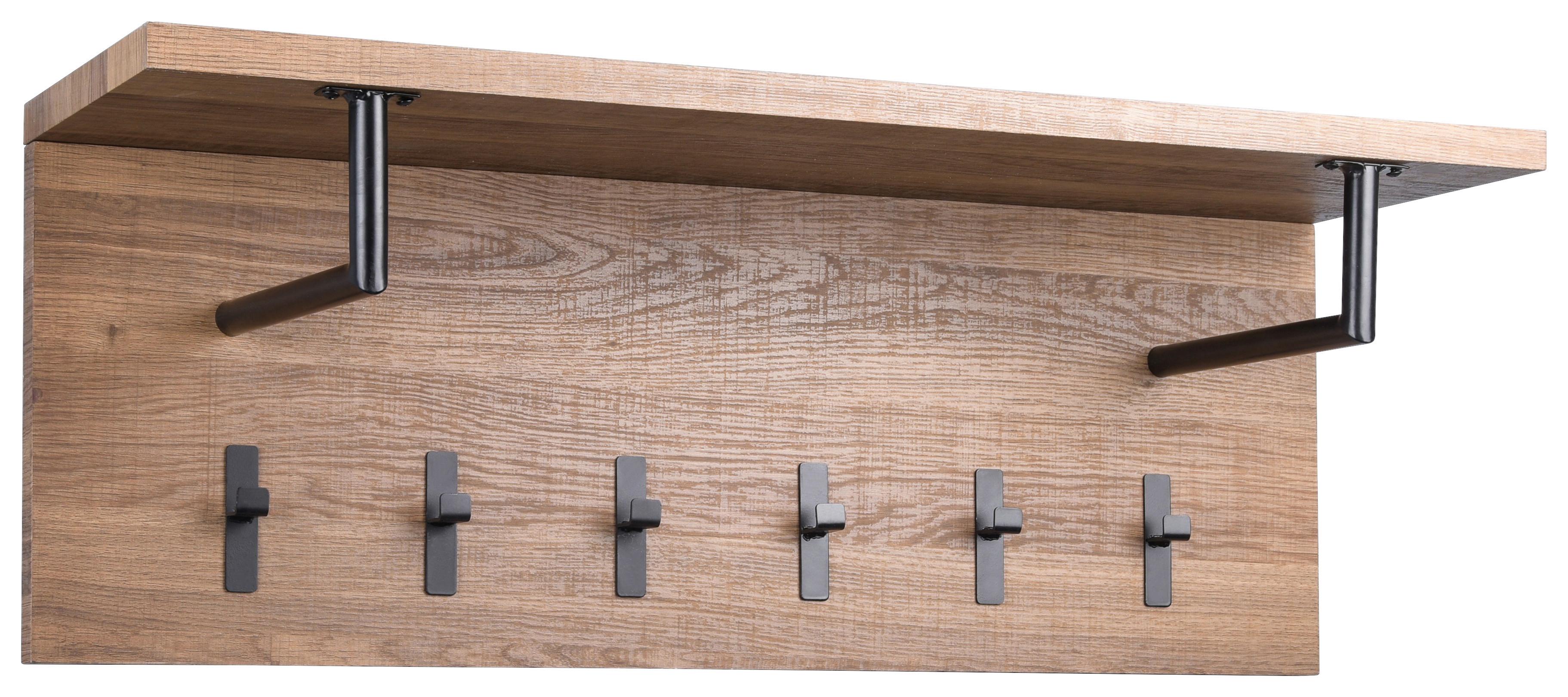 PANEL DO PRZEDPOKOJU SURAT - kolor dębowy/czarny, Basics, materiał drewnopochodny/metal (80/30/26cm)