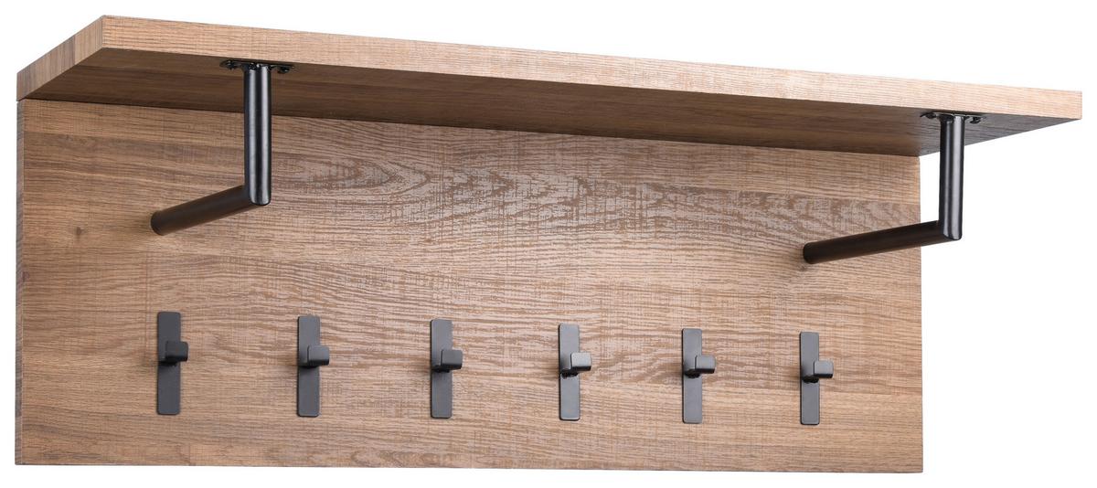 PANEL DO PRZEDPOKOJU SURAT - kolor dębowy/czarny, Basics, materiał drewnopochodny/metal (80/30/26cm)