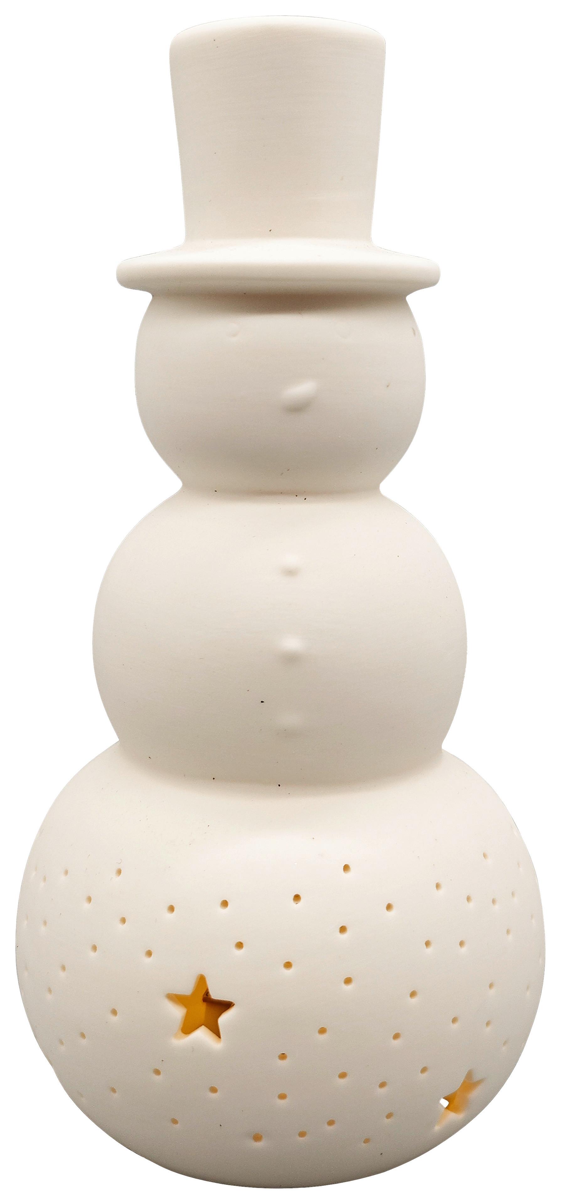 Schneeman Snowy Weiß ca. 13cm - Weiß, KONVENTIONELL, Keramik (6/13cm) - Mömax
