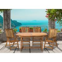 Gartentischgruppe 5-tlg. Naturfarben Akazienholz - Naturfarben, Natur, Holz - Gardenson