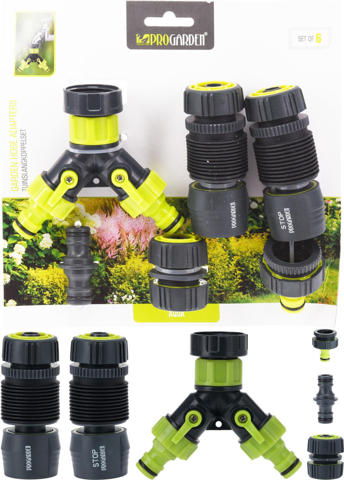 Tömlőcsatlakozó-készlet Progarden - szürke/zöld, műanyag