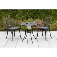 BALKONSET RHODOS - Graphitfarben/Grau, MODERN, Textil/Metall - Gardenson