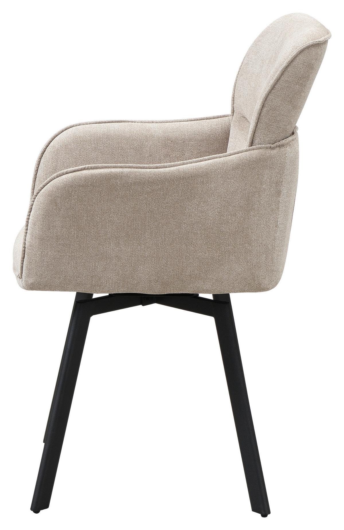 STUHL RICO - Taupe/Schwarz, MODERN, Textil/Metall (61/90/63cm) - MID.YOU