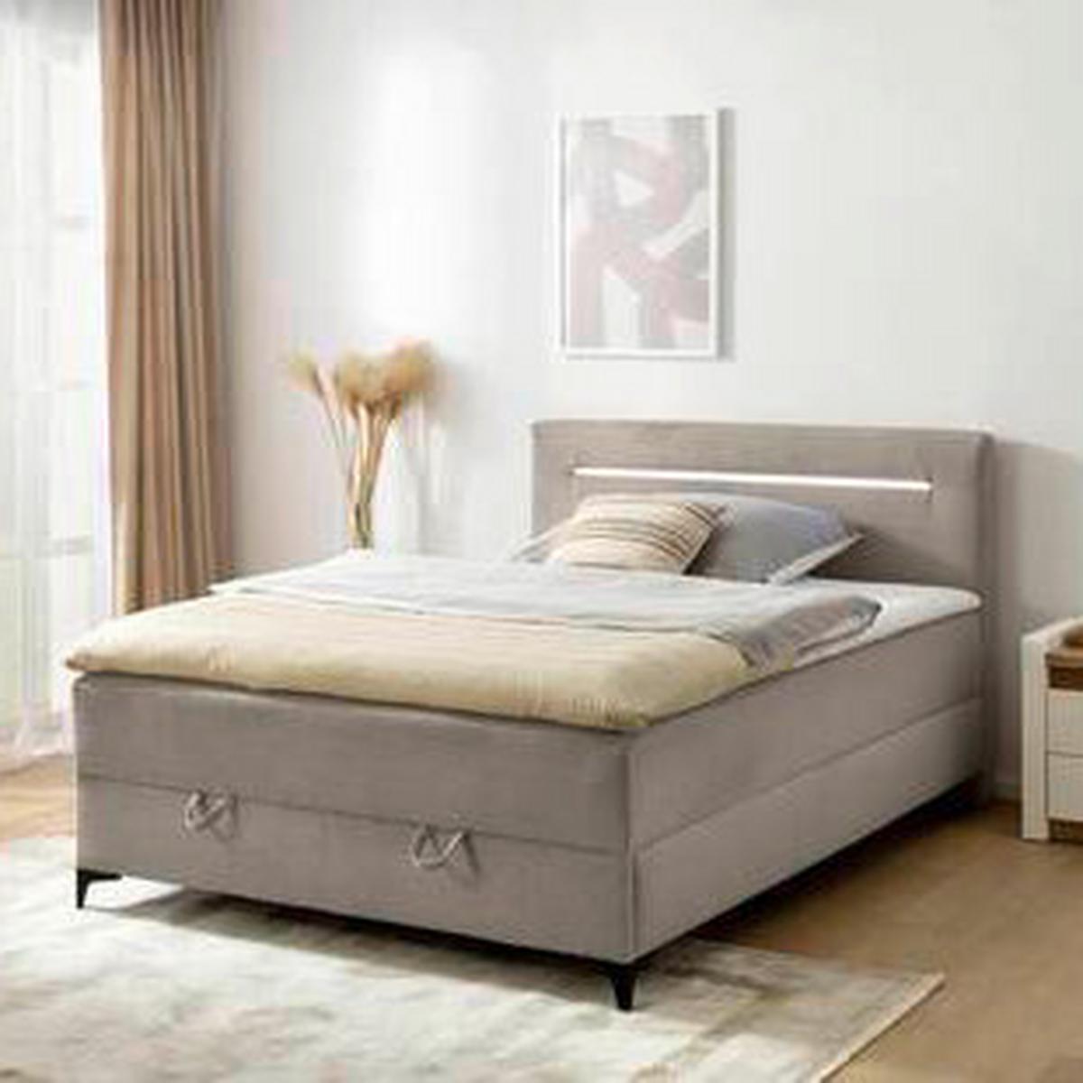 Boxbett Jerry Braun ca. 120x200cm - Schwarz/Braun, KONVENTIONELL, Textil (120/200cm) - Mömax