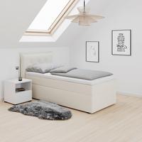 Boxbett Polo Elfenbein ca. 90x200 cm mit Topper - Elfenbein/Schwarz, MODERN, Holz/Kunststoff (90/200cm) - Bessagi Home