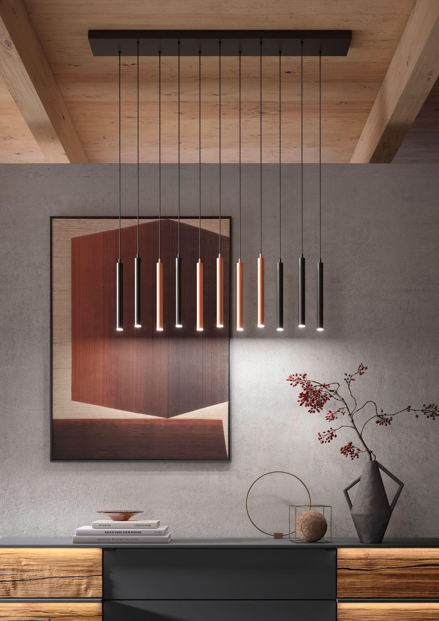 LAMPA WISZĄCA LED CALINA MR32161132 - czarny/biały, Design, tworzywo sztuczne/metal (115/15/150cm) - Musterring